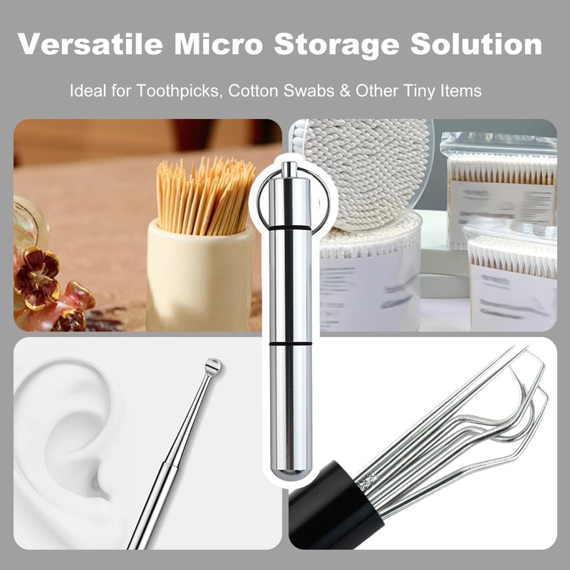 ZGGAZCA Pocket Toothpick Holder Portable Keychain Case Waterproof Aluminium Alloy