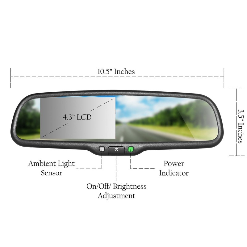 Master Tailgaters OEM Rear View Mirror with 4.3" Auto Adjusting
