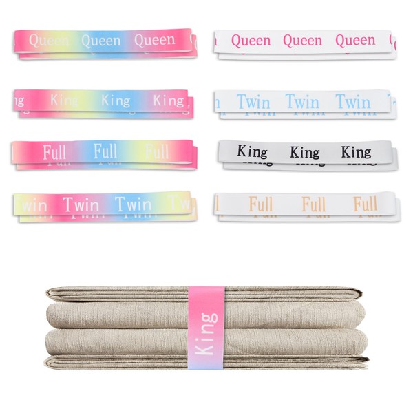 16Pcs Sheet Labels For Bedding, Bed Sheet Organizer Bands Elastic