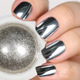 Turlyxie Silver Chrome Nail Powder, Chrome Powder for Nails with Mirror Effect
