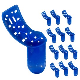 LA MIERE Royal Blue Premium Disposable Tracking Spacer Plastic Dental Impression Trays 12 PC Small, Medium, Large, Upper-Right, Lower-Left (#7 UR/LL Quadrant)