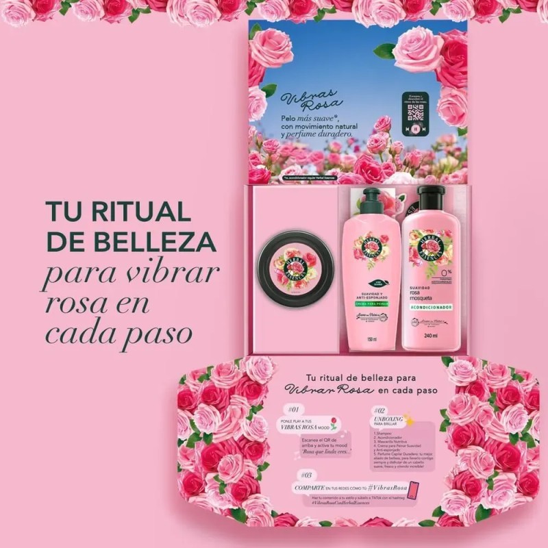 Kit Herbal Essences Vibras Rosa Mosqueta 5 Pzs