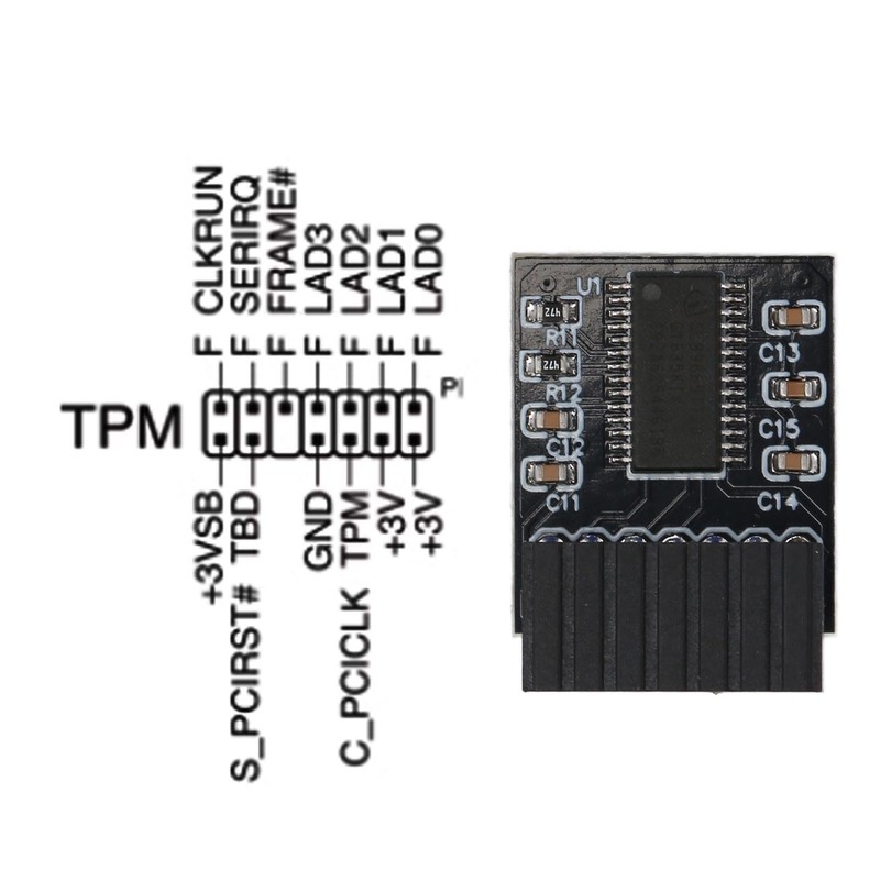 TPM 2.0 Module, 14Pin SPI TPM 2.0 Module Replacement for