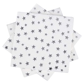 Silver Star Cocktail Napkins 100 Counts 2-Ply 5'' White and Silver Disposable Paper NapkinsPerfect for Birthday Party Supplies Wedding Bridal Shower Baby Shower Valentine's Day+?