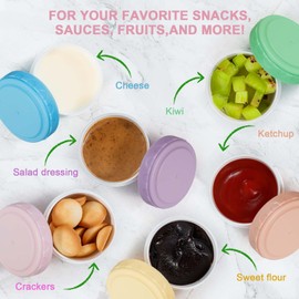 Caperci 6 Pack Salad Dressing Container To Go - 2.7oz Small Condiment Sauce Containers with Leakproof Lids for Bento Lunch Box, BPA-Free, Reusable (Vintage Colors)