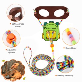 LIKZINWA Small Animal Sling Carrier,Small Animal Bag for Bearded Dragons Lizards and Reptile with Adjustable Strap (Red+Schoolbag)