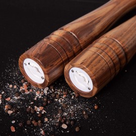 DeroTeno Salt/Pepper Mills - Set of 2 Wooden Spice Mills with Ceramic Grinder