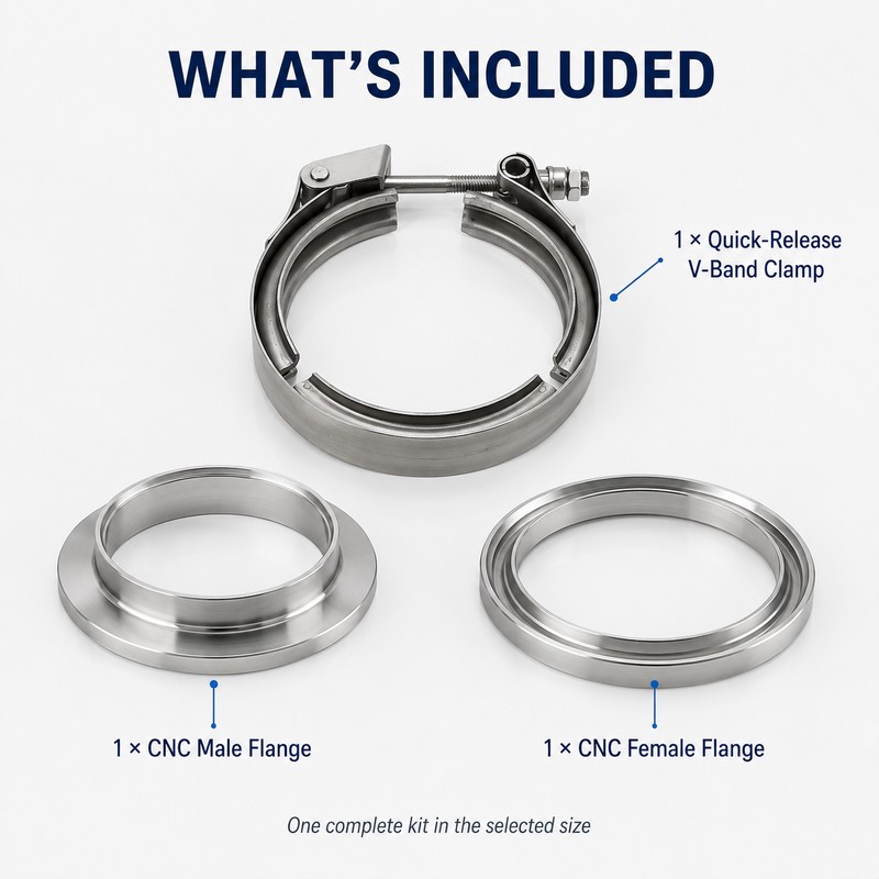 2.5 Inch 304 Stainless Steel Quick Release V-Band Clamp Kit