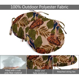 Vargottam Indoor/Outdoor Round Bistro Chair Cushions Block Print 15-Inch Bistro Chair Pads Waterproof Seat Chair Cushion For Home/Office- Set Of 2 (Peach)