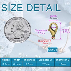 CooBigo 120pcs 12mm Lobster Clasps, Tiny Metal Alloy Lobster Claw Clasps for Necklace Bracelets Clip, Keychain Ring, Jewelry Making Accessories (Bronze)