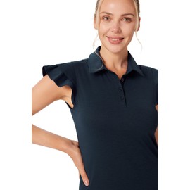 Women's Sleeveless Polo Golf Shirts Quick Dry 50+ UV Protection V-Neck with Collar Lightweight Tennis Tops(2XL, Navy Blue)