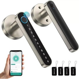 [Intelligent Fingerprint Lock] Electronic Password Door Lock - Anti-theft Door Handle Lock - Anti-pick and Anti-violent Disassembly - Remote APP Control - Suitable for Home and Office Use