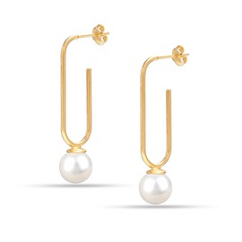 LeCalla Flaunt 925 Sterling Silver Gold-Plated Pearl Drop Earrings for Women