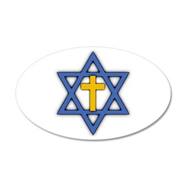 CafePress Star of David with Cross 38.5 X 24.5 Oval Wall Pee 35"x21" Oval Wall Decal, Vinyl Peel, Reusable Cling