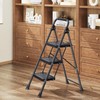 TOOLF 3 Step Ladder, Sturdy Steel Step Stool with Anti-Slip