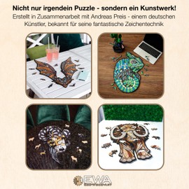 EWA Eco Wood Art 3D Lynx Puzzle – Intricate Wooden Craft Kit – Sustainable DIY Assembly Model for Adults
