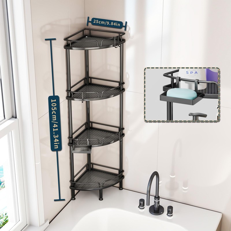 Consumest Corner Shower Caddy Stand - 4 Tier Shower Organizer