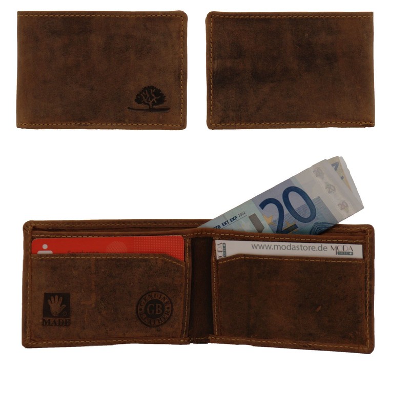 Greenburry ModaStore Vintage 1660-25 Leather Mini Wallet Antique Brown, brown,