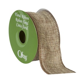 Berwick Offray 1.5" Wide Rustic Saddle Polyester Ribbon, Natural Brown, 4 Yards