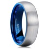 King Will 7mm Silver and Blue Domed Tungsten Carbide Wedding