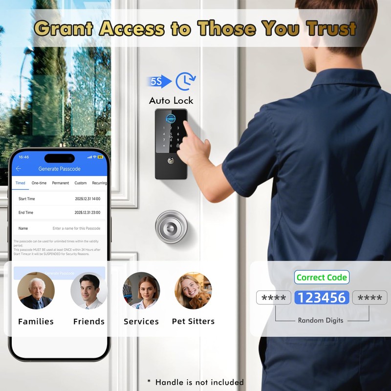 Biometric Smart Lock Deadbolt. Keyless Entry Door Lock with App