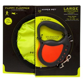 Hyper Pet - Dog Retractable Belt Leash and 9" Flippy Flopper Flying Disc (Red, Medium)