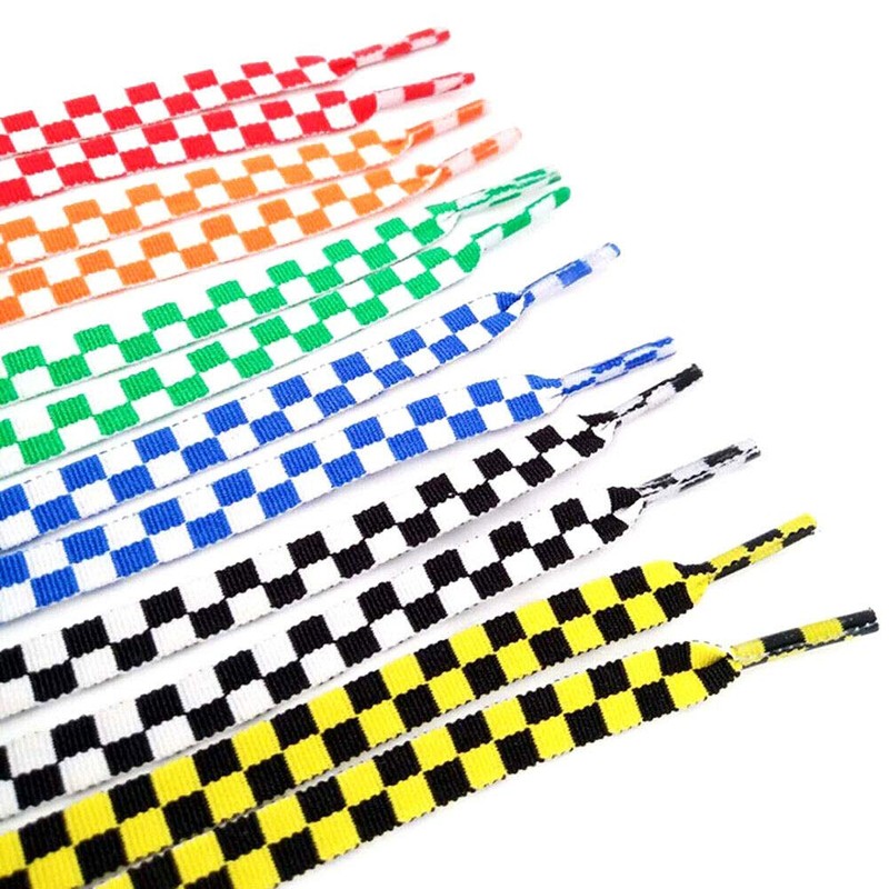 Two-color Checkered Flat Shoelaces Plaid Shoe Lace for Casual Shoes