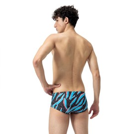 Speedo Men's 13.5cm Club Training Allover Brief Swim Trunks Swimmers Black Blue