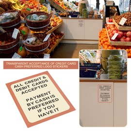 The Lord of the Tools 10pcs Transparent 125mm x160mm Credit and Debit Cards Accepted Cash Preferred Sticker PVC Credit Card Gloss Sticke Signs