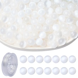 COGCHARGER 100pcs 8mm Natural Stone Beads Glass Beads Round Gemstone Beads for Jewelry Making Supplies(Natural Selenite)