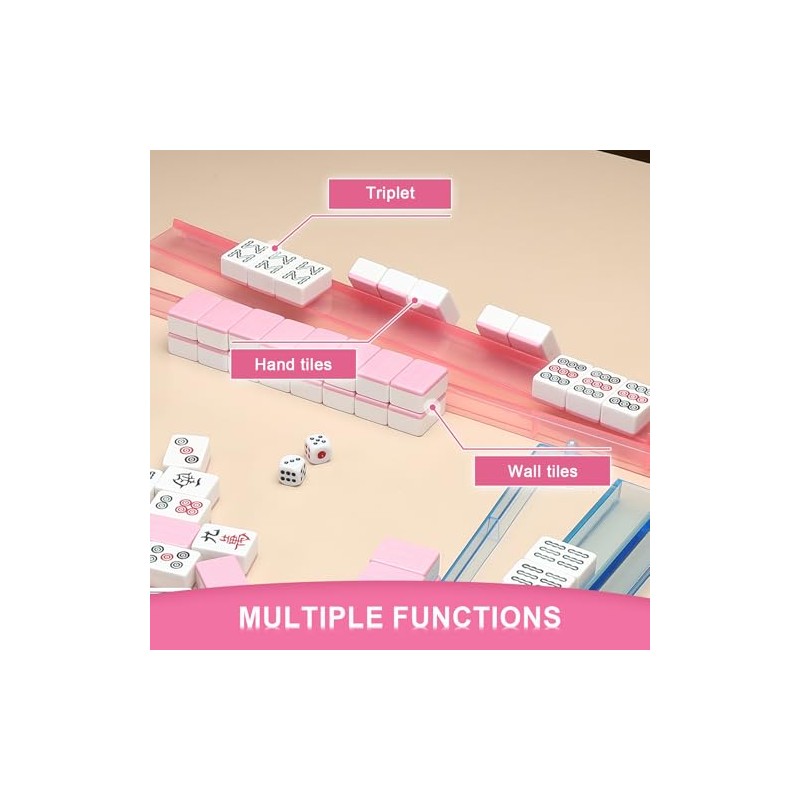 Mahjong Racks with Pushers 4PCS Set Majiang Tile Holder Acrylic