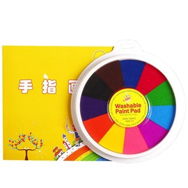 Kit de Pintura de Dedos, 12 Colores, Lavable, Dibujo de Dedos, Pinturas de Dedos No Tóxicas para Niños Pequeños de 1 a 3 Años, Bricolaje, Pintura a Mano, Manualidades, (24x24cm