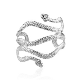 Caiyao Punk Cool Upper Arm Adjustable Bracelet Open Cuff Bangle Coil Bracelet Simple Swirl Leaf Armband Minimalist Armlet Vintage Jewelry for Women-silver snake
