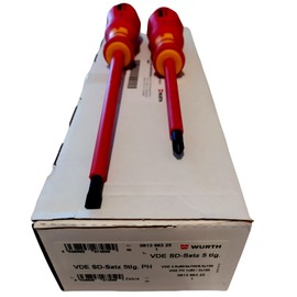 WURTH 061396325 VDE Slotted Screwdriver 2.5 4 6.5 Cross PH1 PH2 Burnished Blades PH According to IEC 900 and EN 60900