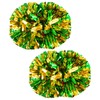 2 Pack Cheerleading Pom Poms with Sticks Green Gold 14
