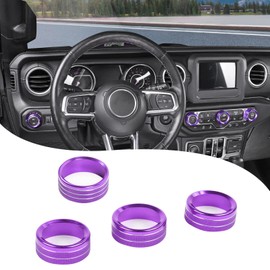 Center Console Air Conditioner Switch Knob Trim Cover Headlight Knob Trim Cover Aluminum Alloy Interior Accessories for Jeep Wrangler JL JLU & Gladiator JT 2018-2024,Purple