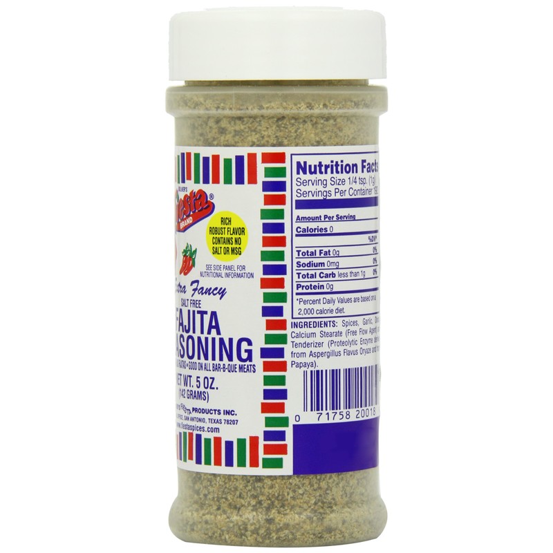 Fiesta Seasoning Fajita Salt Free, 5-Ounce (Pack of 6)