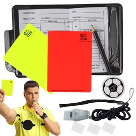 CHRI Referee Set Cards, Referee Whistle, Game Note Cards, Referee Football Yellow Card, Red Card, Referee Whistle, Schiri Set with Referee Whistle, Scorebooks, Voter Mark