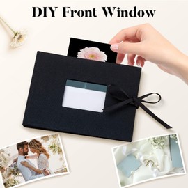 Fabmaker Small Photo Album 4x6, Picture Album Holds 24 Horizontal Photos, Linen Fabric Cover Picture Book for Photos with Front Window, Mini Brag Book Photo Books for Weddings Family Boudoir