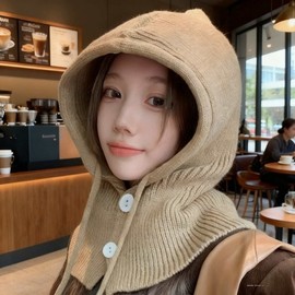 Imported Women's Balaclava Hooded Scarf Hat Winter Neck Warmer lf3205 Partimo Hat - Brown (Average Size) 4ea