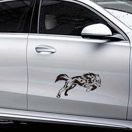 Wolf Tribal Decal – Removable Vinyl Sticker for Car Body, Rear Window, Bumper, Laptop, Wall – DIY Animal Graphic for Outdoor Enthusiasts and Stylish Decoration- XY023 (Black)