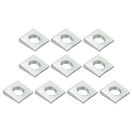 PATIKIL 10pcs Beveled Square Washers, M10x22mm Square Beveled Washers Bearing Strut Plate Flat Pad Spacer Carbon Steel for 10mm Bolts Wedge Shim Leveling Fastener Nut Bolt Gasket, Silver