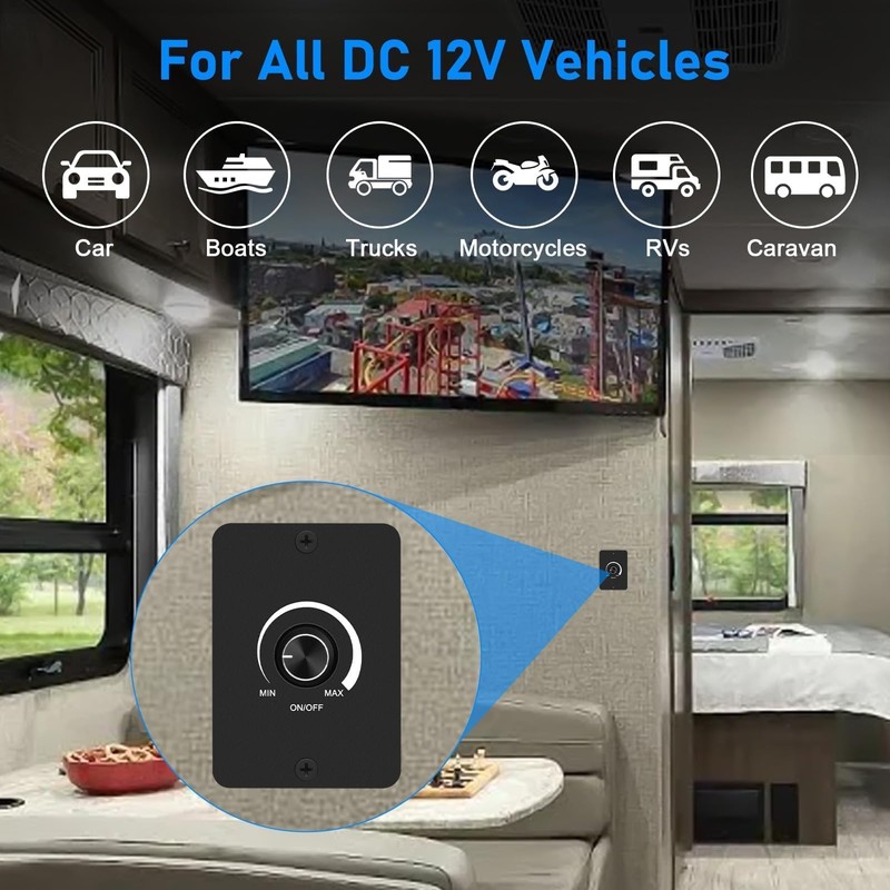 Linkstyle 12V Dimmer Switch, Rotary ON/Off Dimmer for Car Trailers
