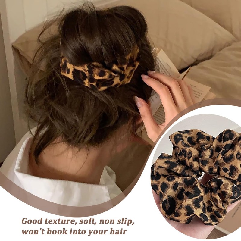 Leopard Print Headband 2 Pieces Silk Hair Bobbles Large Hair