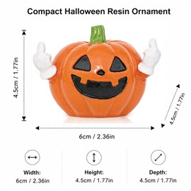 Middle Finger Pumpkin Halloween Ornament Spooky Decor Resin Rude Figurine