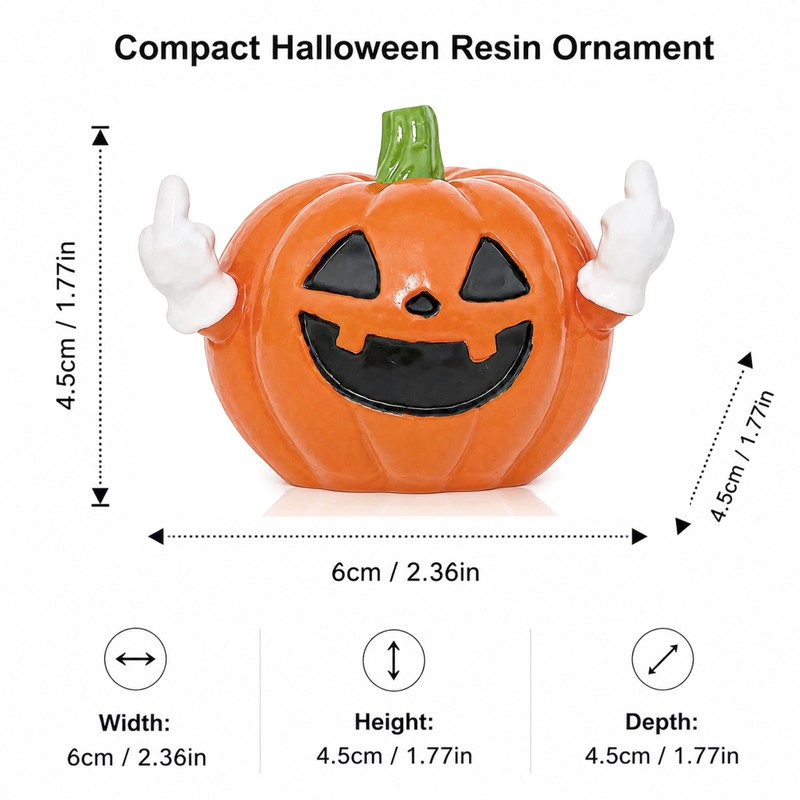 Middle Finger Pumpkin Halloween Ornament Spooky Decor Resin Rude Figurine