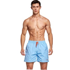 JustSun Men's Swimming Shorts, Quick Drying Board Shorts with Mesh Lining and Adjustable Drawstring, lightblue, 3xl