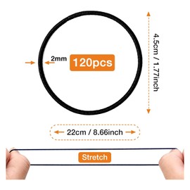 120 PCS Elastic Hair Bands, 2mm Hair Ties Elastic Bobbles Hairbands Ponytail Holders No Metal Gentle Hair Bands for Women Girls Kids