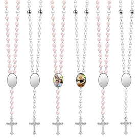 ZUYYON 6 Pcs Sublimation Blank Rosaries Sublimation Prayer Beads Necklace Heat Transfer Blank Rosary Printable Necklace for Baptism Catholic Gifts DIY Jewelry Making, ABS, Alloy, No Gemstone