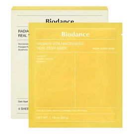 🔥 4 unidades la mascarilla reparadora profunda biodance enriquecida con niacinamida ilumina las pieles apagadas unifica el tono y proporciona una hidratación profunda. apta para pieles sensibles.  Vitaminas y Minerales